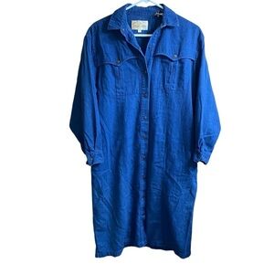 VTG Alain Toussaint Denim Western Cowgirl Country Long Sleeve Snap Button Dress